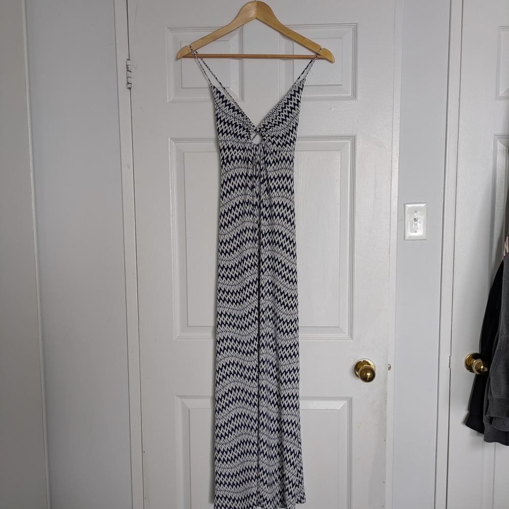 Elegant And Beachy Navy And White Maxi Dress